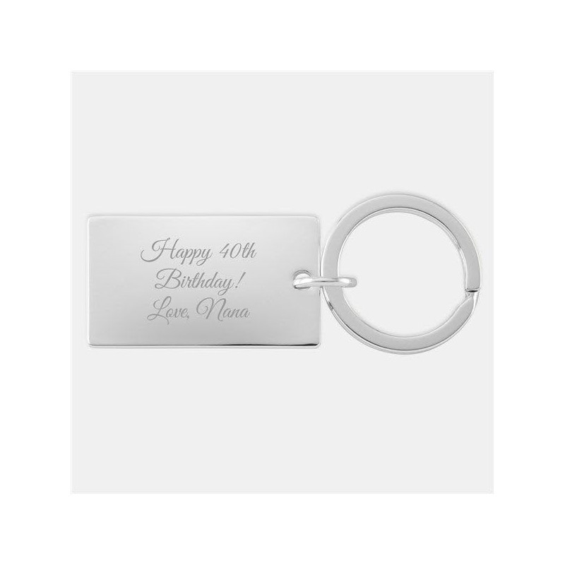 THINGS REMEMBERED Engraved Nickel Rectangle Keychain (Free Customization)