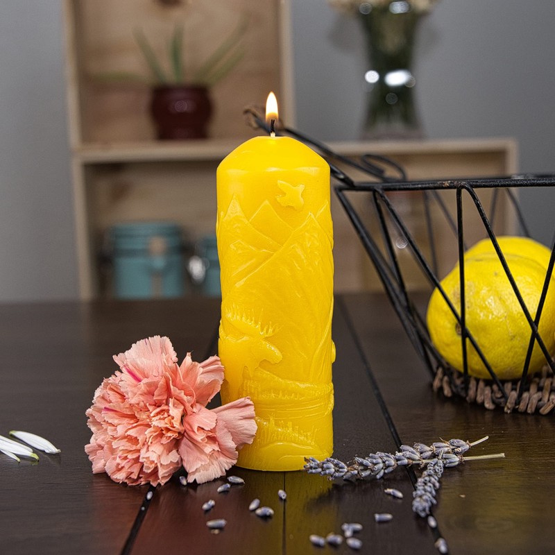 Nature Scene Beeswax Pillar