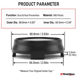 RhinoTuning Set of 4 Hub Caps OD 66.8 mm ID 64.5 mm H 22 mm Hub Caps (Matte Black)