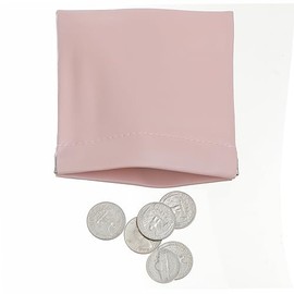 Mini Coin Pouch Purse, Leather Small Coin Wallet, Squeeze Coin Pouch Purse Change Holder for Men and Women (Pink)