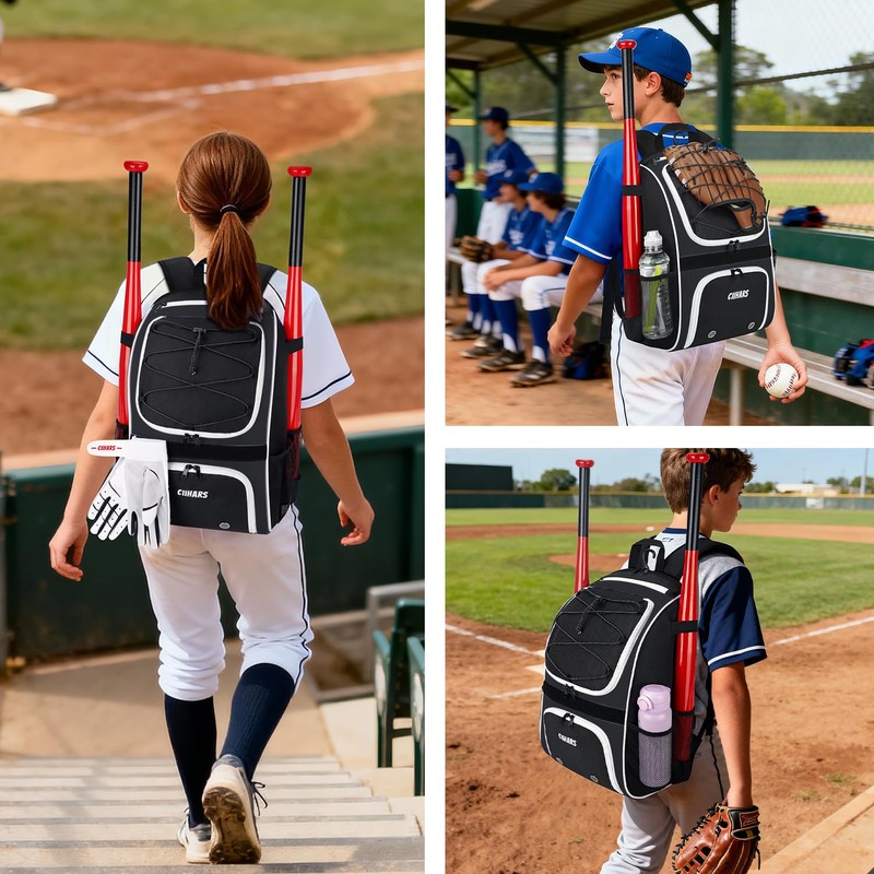 Ciihars Youth Baseball Bag - Baseball Backpack Bat & Glove