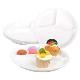 Nsmykhg Portion Control Plates,6 Pack Divided Plates For Adults Melamine Plates Reusable Dinner Plates,10" White Melamine Divided Plates for Adults, Microwave & Dishwasher Safe