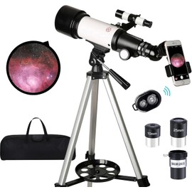 Telescope for Kids Adults Beginners,70mm Aperture 400mm Focal Length Telescopio for Astronomy, Multi Coated Travel Refractor Astronomical Telescopes with Wireless Remote