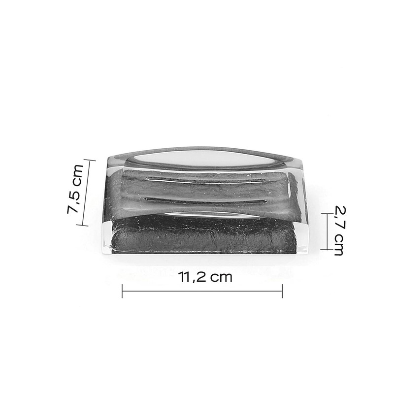 Gedy Antares Soap Dish, Resin, Grey, 7.5 x 11.2 x