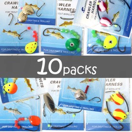 Fish Wow!® 10 Packs 10-Styles Crawler Harness Walleye Spinner Rig - 1-Hook,2-Hook,3-Hook