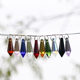 38mm Colorful Suncatcher Crystal Icicle Prisms,Glass Chandelier Drops Pendant DIY Parts (50pcs-Multi)
