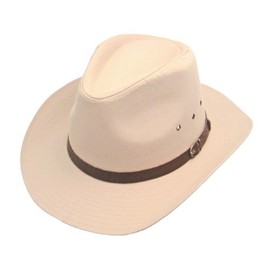Mens Cotton Cowboy Hat Wide Brim (UK, Numeric, 7 1/8, Beige)