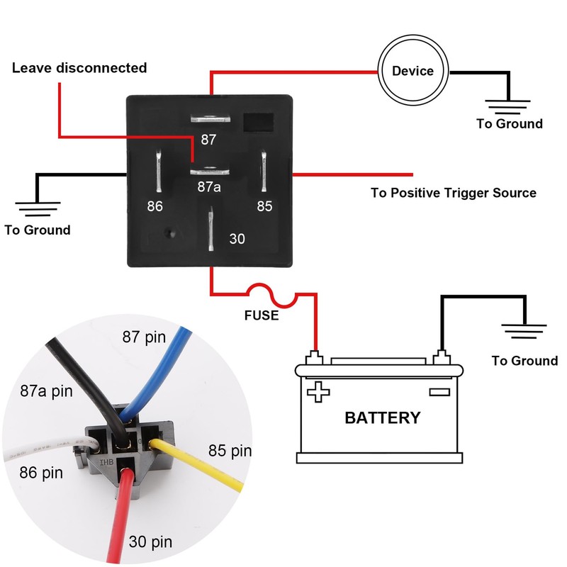 Weasch 10 Pack Style 12AWG Relay Socket, 12V DC 5-PIN