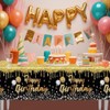 Zmupl Black Gold Birthday Table Cloth, Happy Birthday Tablecloth 137x274cm