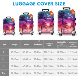 Suitcase Cover, H HOME-MART Printed Luggage Cover Spandex Travel Suitcase Covers Dustproof Washable Protector Zipper (X-Large Cover(Fit 29-31inch Luggage))