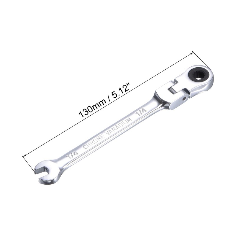 sourcing map 1/4 Inch Flex-Head Ratcheting Combination Wrench SAE 72