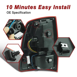 KNSPEC LED Tail Lights Compatible with 2014-2018 Dodge Ram 1500 2500 3500 Rear Lights Assemblies with LED Bulbs and Harness Replacement OEM 68093080AC CH2801202 (Red Black, Right Passenger Side)