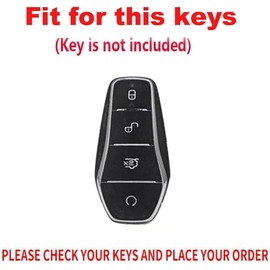 TECART Key Case Shell Fit For BYD Han Ev Tang Dm Qin PLUS Song Pro MAX Leather Car Key Fob Cover Accessories Key Cover, Blue