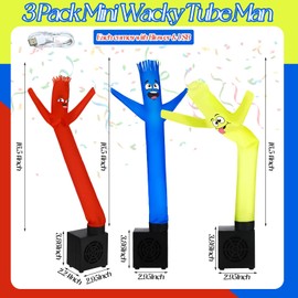 Poen 3 Pcs Mini Inflatable Tube Man Gift Funny Gag Birthday Wacky Waving Inflatable Guy with Blower Desktop Mini Dancer Gift for Women Party Decoration(Smile)