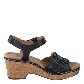 Clarks Women's Giselle Coast Heeled Sandal, Black Leather, 5.5 UK
