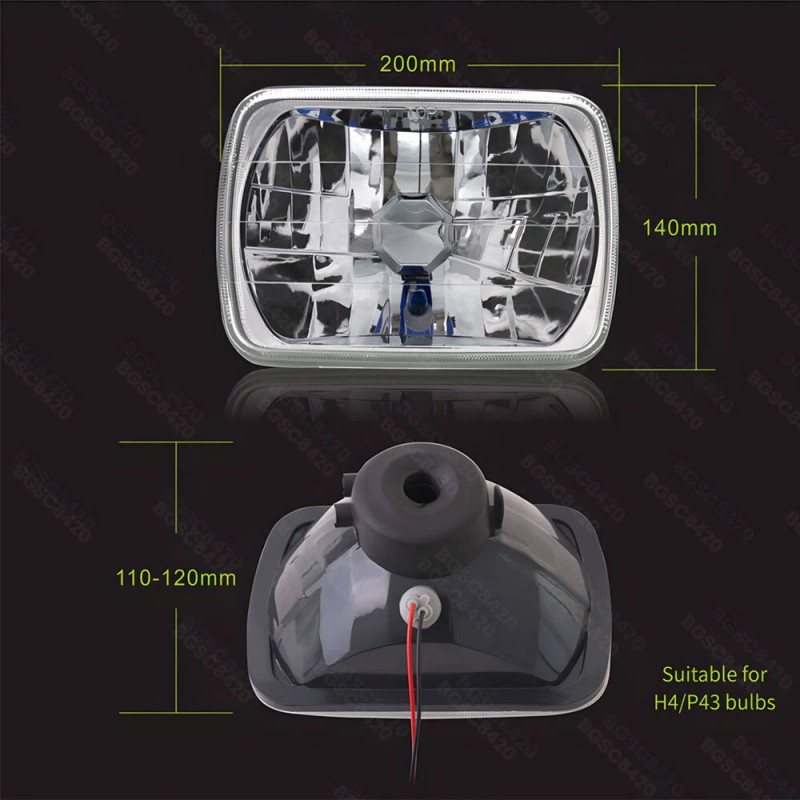Bricologht DOT NEW 7x6" GLASS LED Headlight Hi/Lo Beam 120W