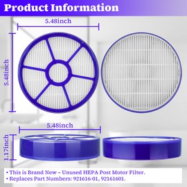 HASMX 921616-01 Filter, Exhaust Filter, HEPA Post Motor Filter Replacement for Dyson DC33 Upright Vacuum Cleaners, Replaces Part Numbers: 921616-01, 92161601 Round (1-Pack)
