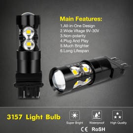 SHENKENUO 3157 LED Backup Reverse Light Bulbs KIT 2pc 6000K Super Bright For Hummer H3 H3T