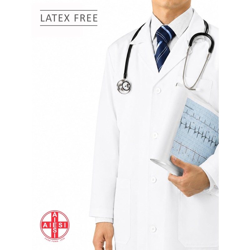 AIESI® Lab Medical Gown for Men White in 100% Sanforized