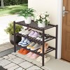Smiry Shoe Rack, 3 Tier Thick Bamboo Shoe Organizer, Stackable