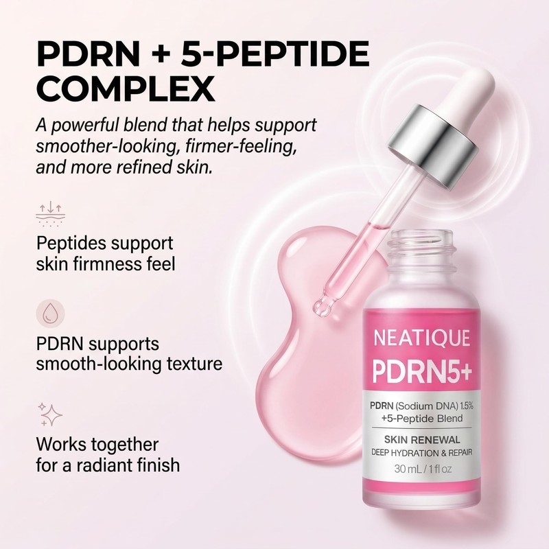 NEATIQUE PDRN 1.5% with 5-Peptide Blend Hydrating Face Serum, 1