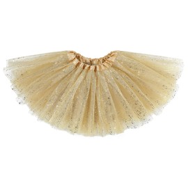 Zando Gold Tutu Skirt for Girls Tulle Skirt 4 Layers Toddler Tutu Sequin Christmas Outfits for Toddler Girls Sparkly Princess Skirt Kids Christmas Gifts Gold Tutu 2-8 Years
