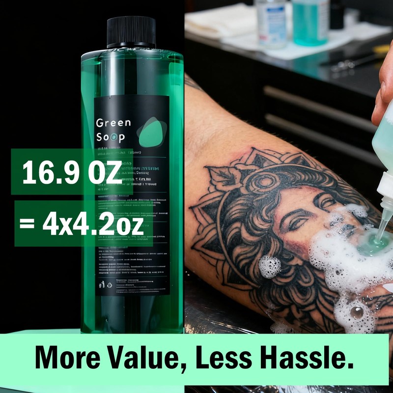 16.9oz Green Soap Tattoo Kit, Urknall Ultra Concentrated 16.9oz Green