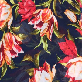 STYLISH FABRIC 58" Wide Printed Hi Multi Chiffon Washed Fabric by The Yard-Soft Material-Apparel, Draperies, Headband, Accessories, Home Decoration, School & DIY Project, Navy Red 1 Yard