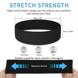 3 Sports Headbands - Sports Headbands for Men and Women, Sweat-Absorbing Headbands, Sweat-Absorbing Cotton Terry Sports Headbands (Black/White/Grey)