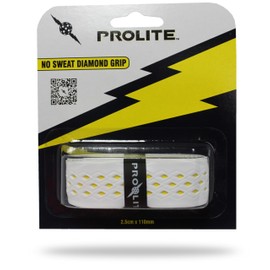 No-Sweat Diamond Grip for Pickleball Paddles, Tennis, Racquetball (White w/Yellow Underlay, 1-Pack)