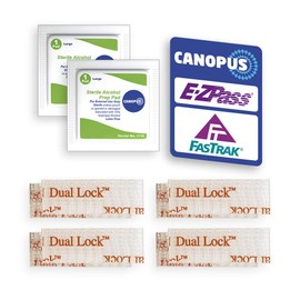 CANOPUS EZ Pass/I-Pass/SunPass Mounting Strips: Dual Lock Tape, Ezpass Tag Holder, Reclosable Fastener, Adhesive Peel-and-Stick Strips (4 Sets - 8 Pcs) with Cleaning Prep Pad (2 Pcs)