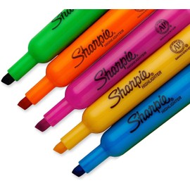 Sharpie Accent Tank-Style Highlighters, 5 Colored Highlighters (Choose Multi Colored or Fluorescent Yellow)