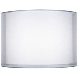 Silver and White Double Sheer Large Drum Lamp Shade 16" Top x 16" Bottom x 11" High (Spider) Replacement with Harp and Finial - Springcrest