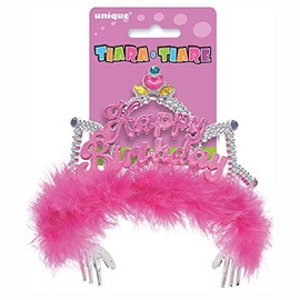 Fancy Pink Happy Birthday Plastic Tiara - One Size Fits Most (1 Pc) - Perfect Party Accessory & Gift for Celebrations