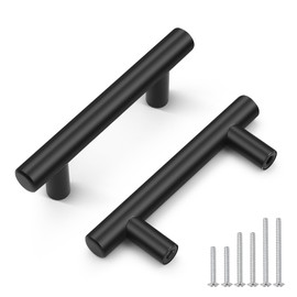 Probrico 15 Pack Black Kitchen Cabinet Handles,Hole Centers (64mm) 2.5 Inch Black Dresser Drawer Pull Handles,Stainless Steel Cabinet Pulls 4inch Total Length
