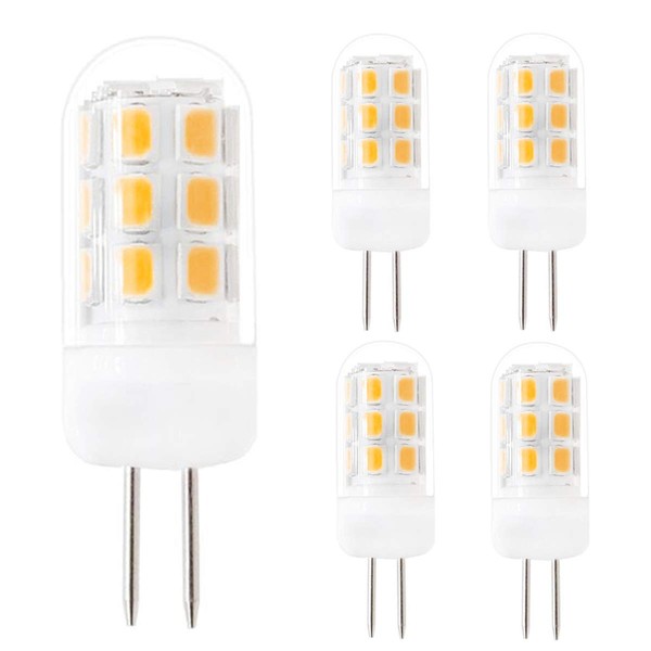 G4 LED Bulbs 120V G4 Bi-Pin Base Light Bulbs 120V G4 3.5W Warm White 3000k 120lm/w Equivalent to 35W G4 Halogen for Under-Cabinet Lights Ceiling Lights Table Lights Puck Lights (Pack of 5)