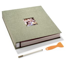 HoneyTolly Large Photo Album Self Adhesive, DIY Scrapbook Album for 600 Photos, 13"x12.6" 120 Pages Linen Cover Memory Book(Grass Green)