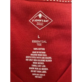 St. John’s Bay V Neck~3/4 Sleeve~Cotton Top~Red~Size Large~NWT