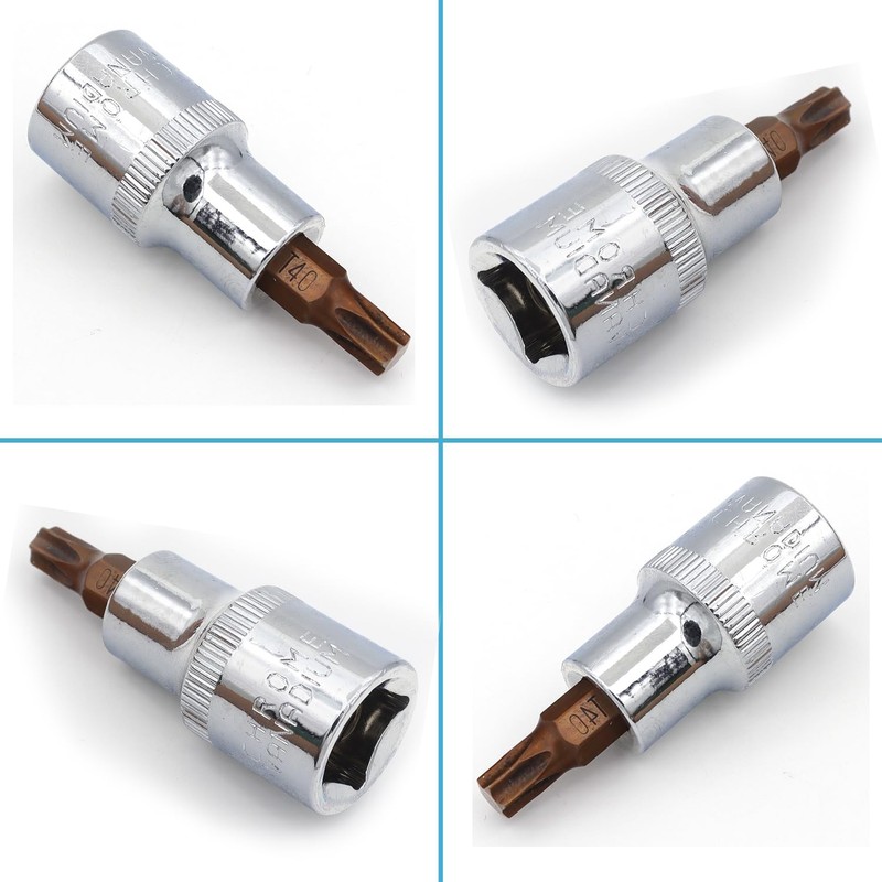 Juttzzei 2PCS Torx Bit Socket Set, 1/2" Drive T40 Torx