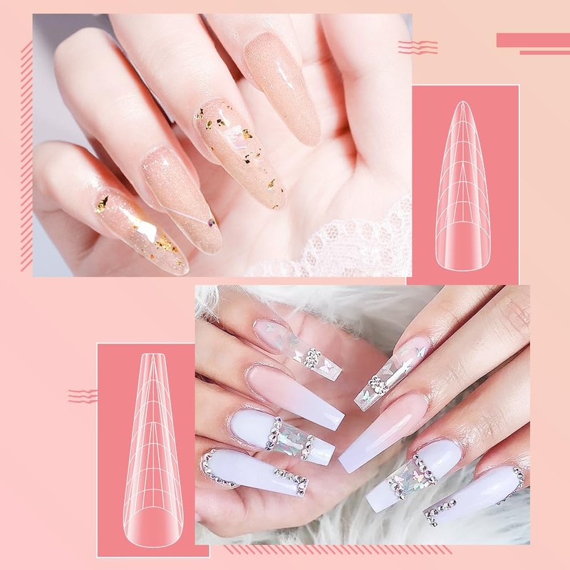 ZEYACHAN 96 Pieces Nail Capsules Nail Extension Set 4 Models