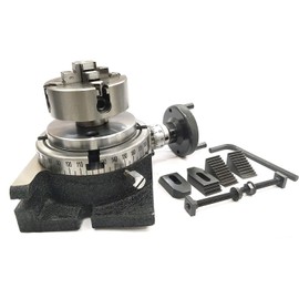MILLING INDEXING 4"/100 ROTARY TABLE QUALITY PRECISION HORIZONTAL VERTICAL WITH SUITABLE M6 CLAMP KIT & SMALL CHUCK (WITH 70 MM 4 JAW INDEPENDENT CHUCK)