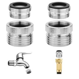 Brass Sink Faucet to Garden Hose Adapter, 2 Pcs Dishwasher Faucet Adapter, Sink Faucet Adapter Kit with Aerator, Sink Faucet To Garden Hose Adapter For Bathroom/Kitchen, 3/4" GHT Thread Chrome