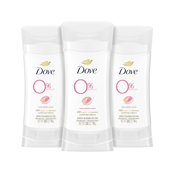 Dove Dove 0% Aluminum Deodorant Stick Rose Petals 3 Count