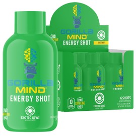 Gorilla Mind Energy Shots (Pack of 6) - Enhanced Focus & Energy, Sugar-Free, Fast-Acting, Potent Formula with Vitamins & Natural Extracts (Arctic White)