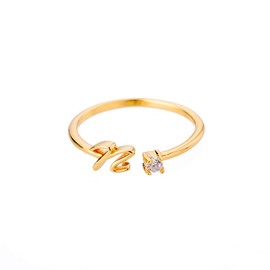 Letter Rings Women Gold Ring with Letters Adjustable Ring Women's Open Rings Initial Letter A-Z Ring with Name Fashion Jewellery Women's Ring Minimalist Stackable Rings Gift for Women(N)