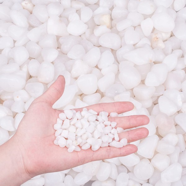 GRANDAN 5.9 LB Polished Pebbles 3/8", Gravel Size Natural Decorative