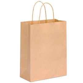 OUTUXED 60pcs Brown Gift Bags, Kraft Paper Bags with Handles, 7.1x3.6x9.3in Medium Size Brown Paper Bags for Retail, Gift Wrapping, and Shopping