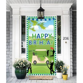Golf Happy Birthday Door Banner Golf Ball Player Door Cover Golfer Door Decorations for Golf Sport Themed Birthday Party Supplies Golf Birthday Photo Booth