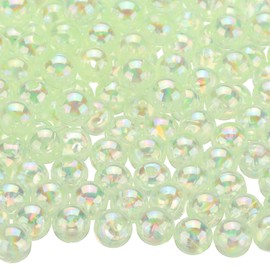 HARFINGTON 400pcs Acrylic Round Beads AB Colors 8mm Loose Bubble Spacer Craft Beads with Hole for DIY Earring Bracelet Necklace Key Chains, Light Green AB