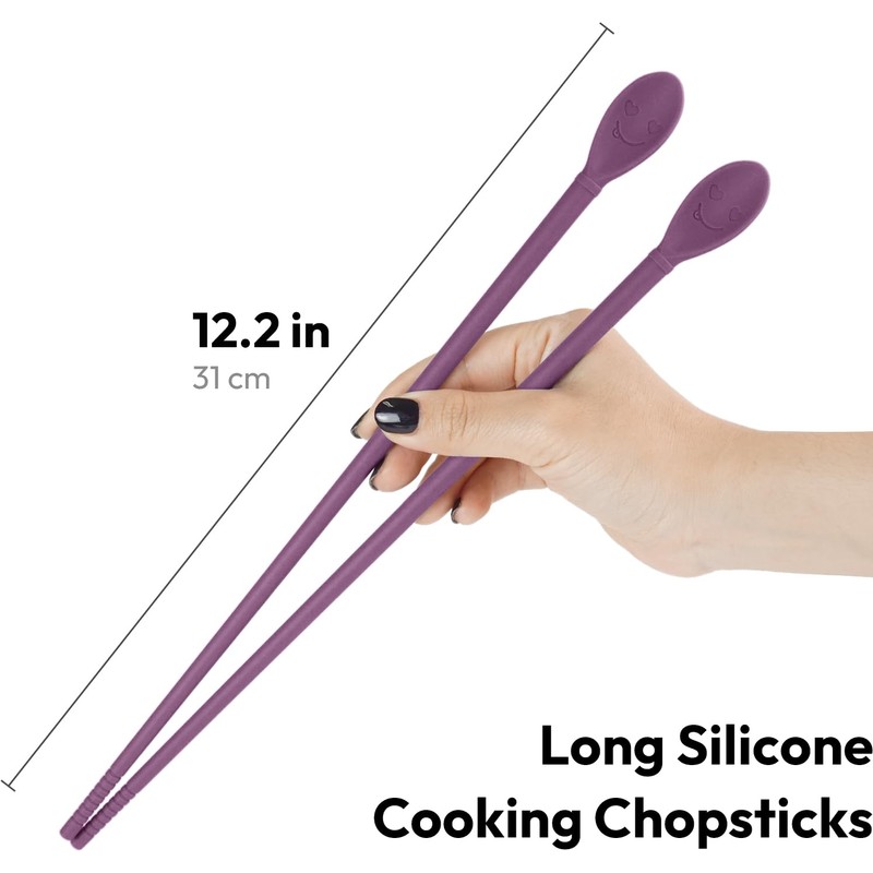 Carrotez Silicone Cooking Chopsticks, Long (12 inch) Reusable Chopsticks for